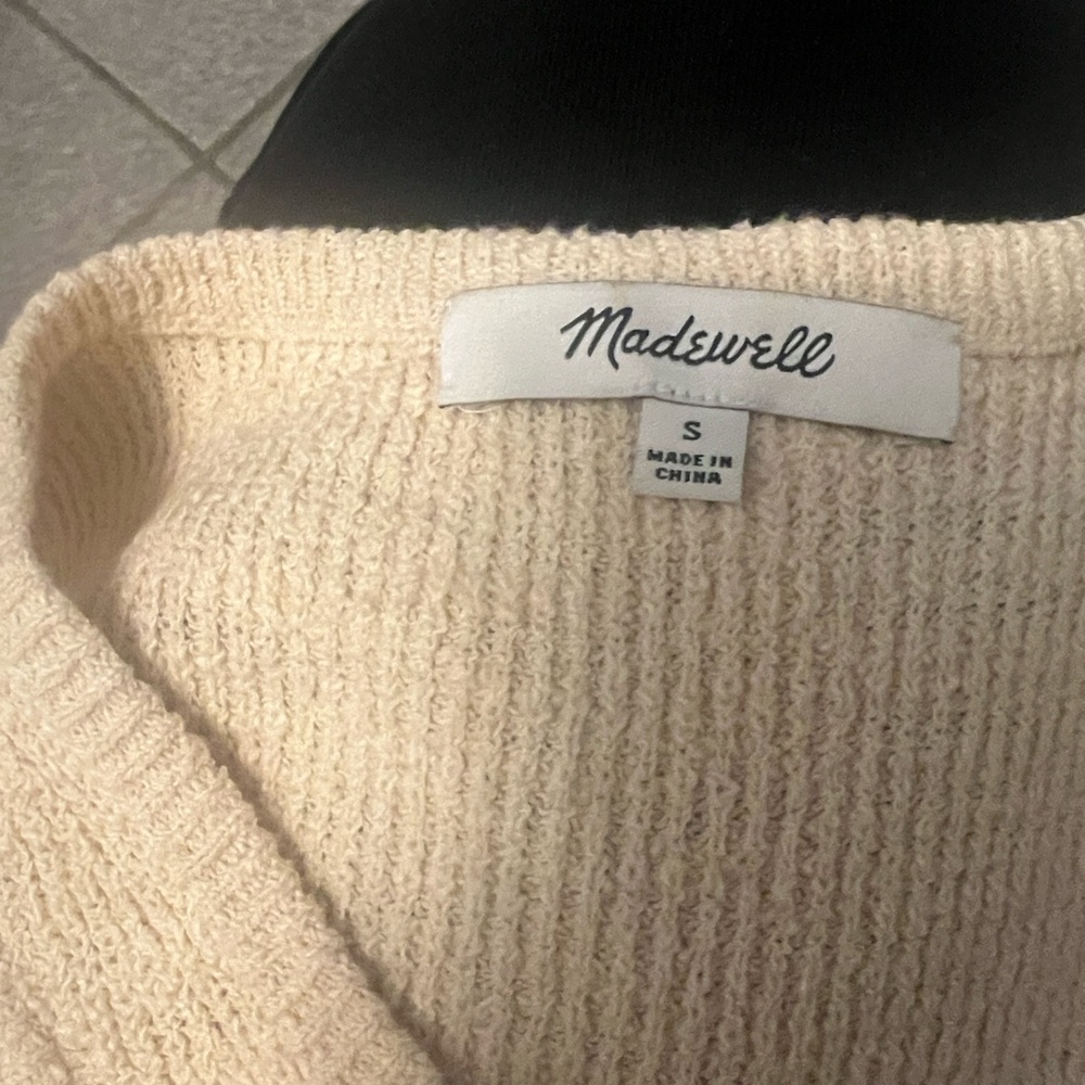 Madewell Cream Sleeveless Cropped Sweater Tank Top S - Picture 5 of 6